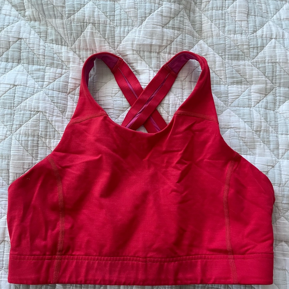 Red Cross-Back Sports Bra